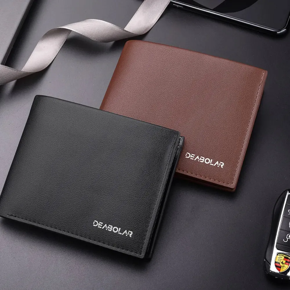 Genuine Leather Men's Short Wallet Cowhide  Portefeuille