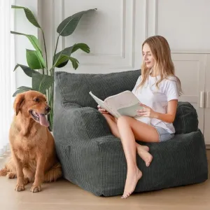 Giant Bean Bag Chair Dark Grey Contemporary Fabric Removable