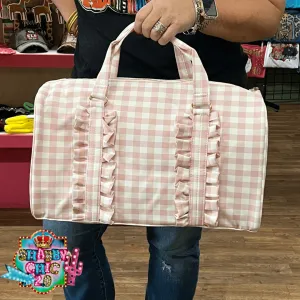 Gingham Ruffle Tote - Pink