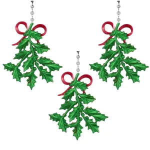 GLITTER RED/GREEN HOLLY (Set/3) MAGNETIC CHANDELIER ORNAMENT