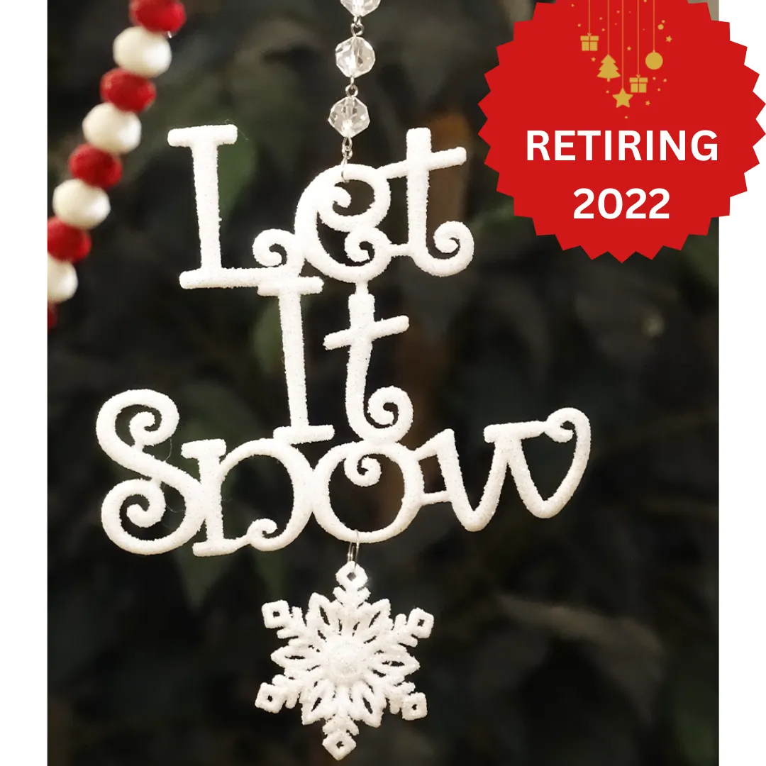 GLITTER WHITE LET IT SNOW ORNAMENT (Set/3) MAGNETIC CHRISTMAS ORNAMENT - Magnetic Chandelier Accessory TrimKit®