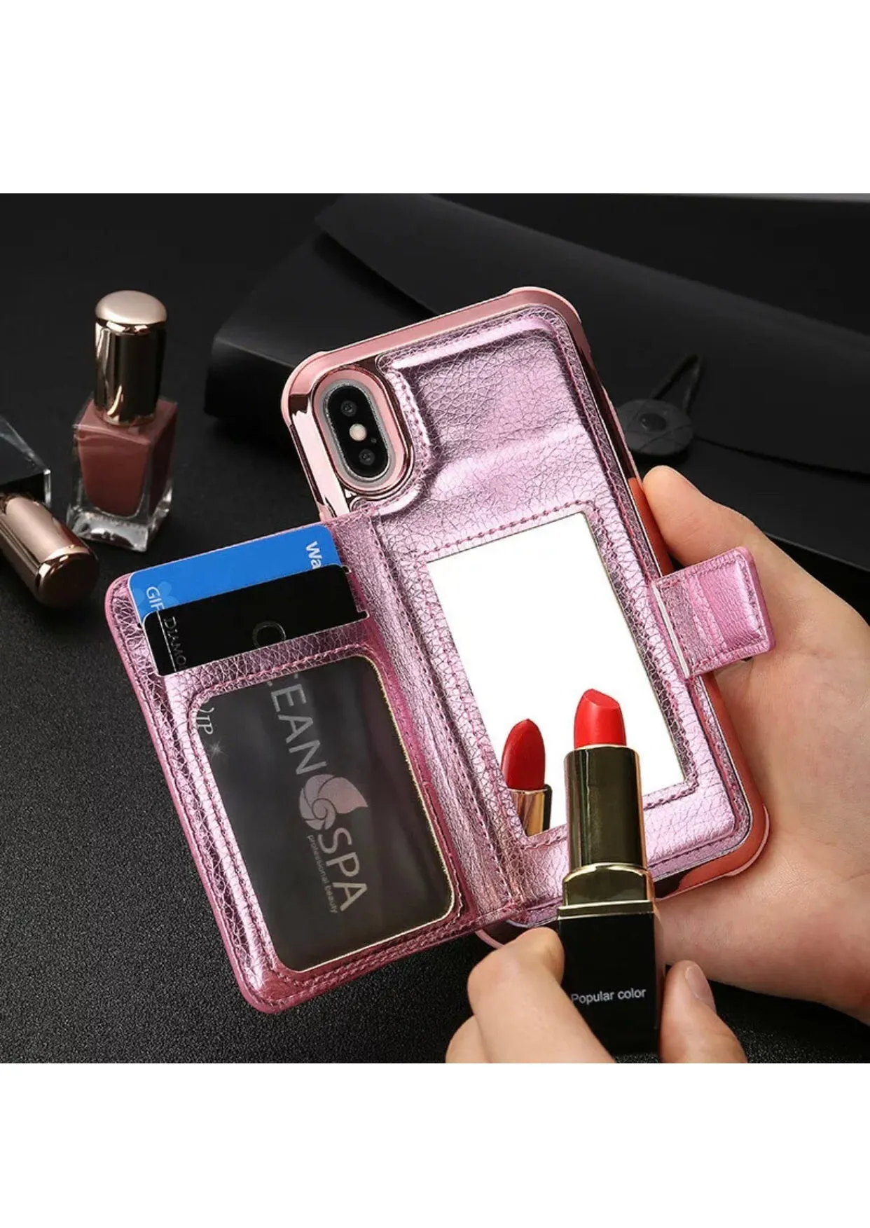 Glitzy 3 in 1 organizer wallet case for IPhone