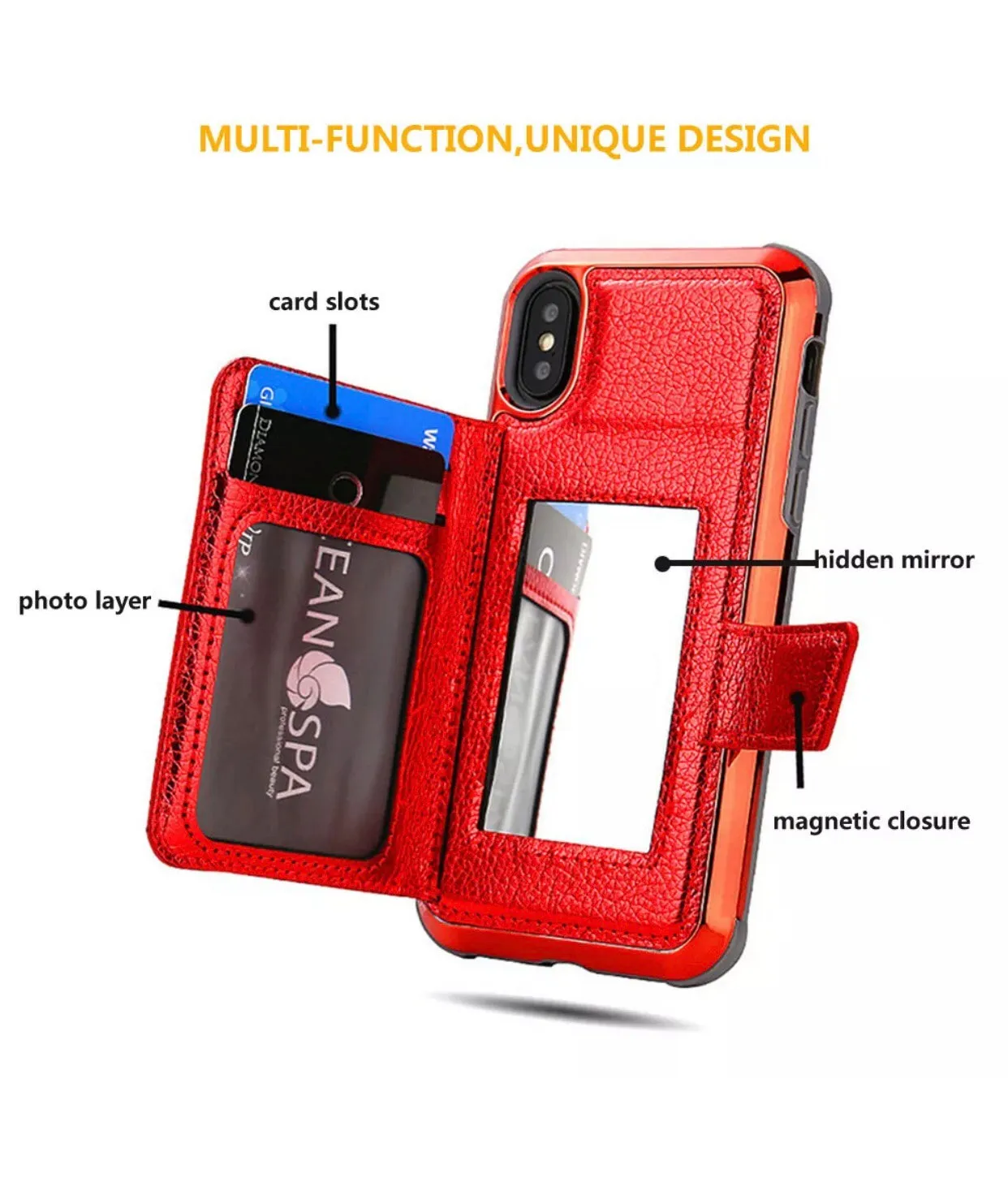 Glitzy 3 in 1 organizer wallet case for IPhone