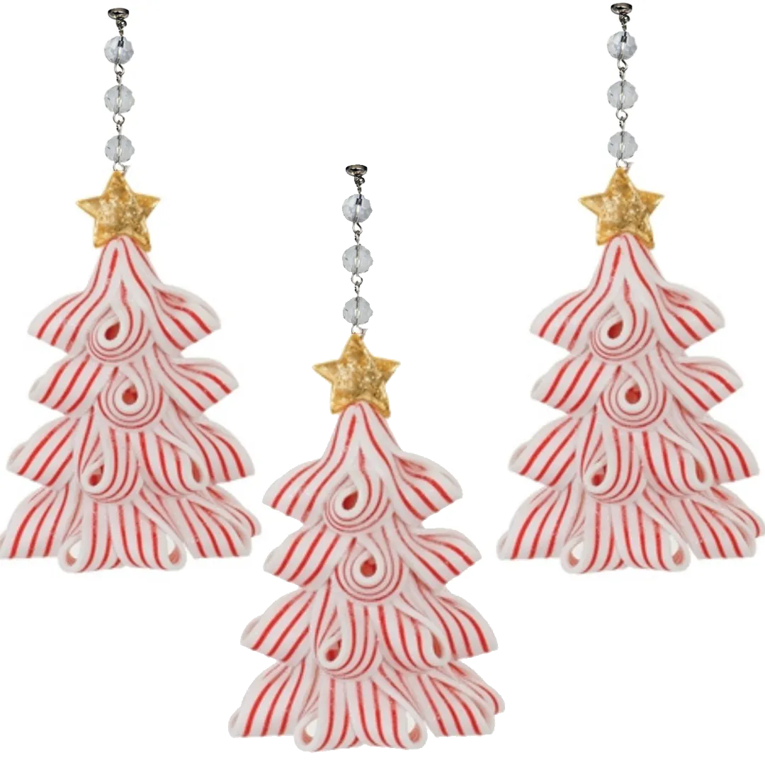 GOLD STAR PEPPERMINT TREE (Set/3) or (Set/1) MAGNETIC CHANDELIER ORNAMENT