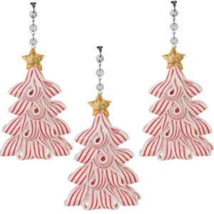 GOLD STAR PEPPERMINT TREE (Set/3) or (Set/1) MAGNETIC CHANDELIER ORNAMENT