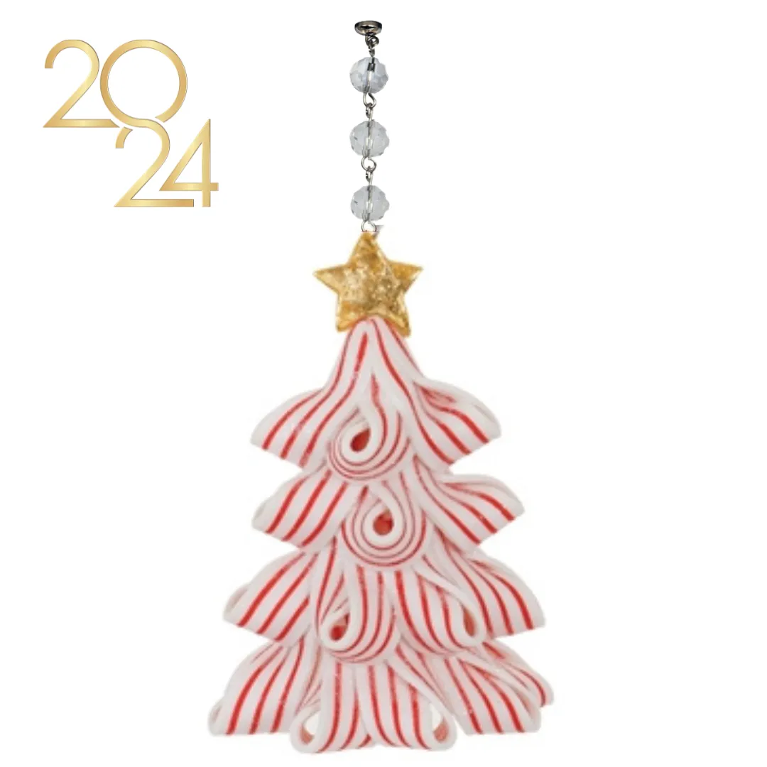 GOLD STAR PEPPERMINT TREE (Set/3) or (Set/1) MAGNETIC CHANDELIER ORNAMENT