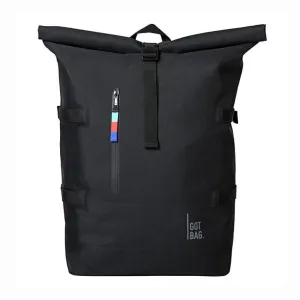 Got Bag RollTop black dry bag backpack, World's first ROLLTOP backpack made from marine plastic, has Asahi Logo printed on front bottom left Retails $249 
