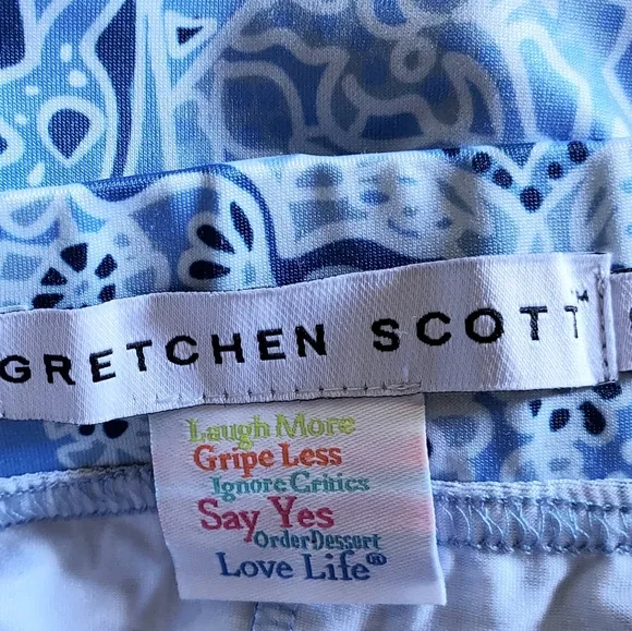 Gretchen Scott Designs Skippy Blue White Print Skort Skirt Small