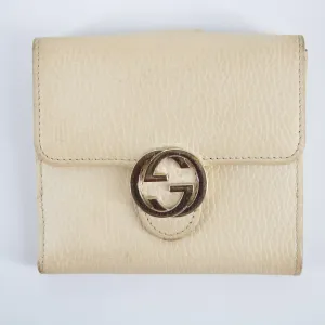 Gucci Beige Interlocking G Leather Double Hook Compact Wallet #2282
