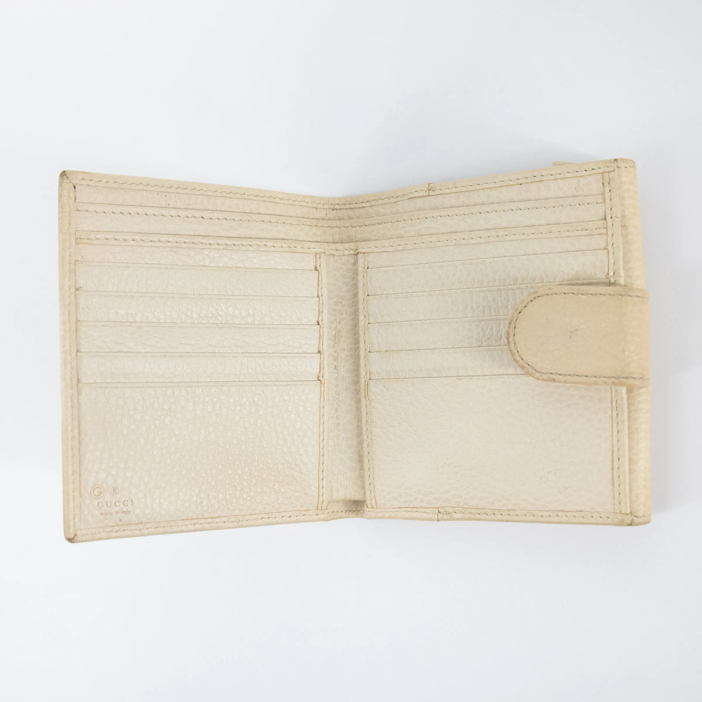 Gucci Beige Interlocking G Leather Double Hook Compact Wallet #2282