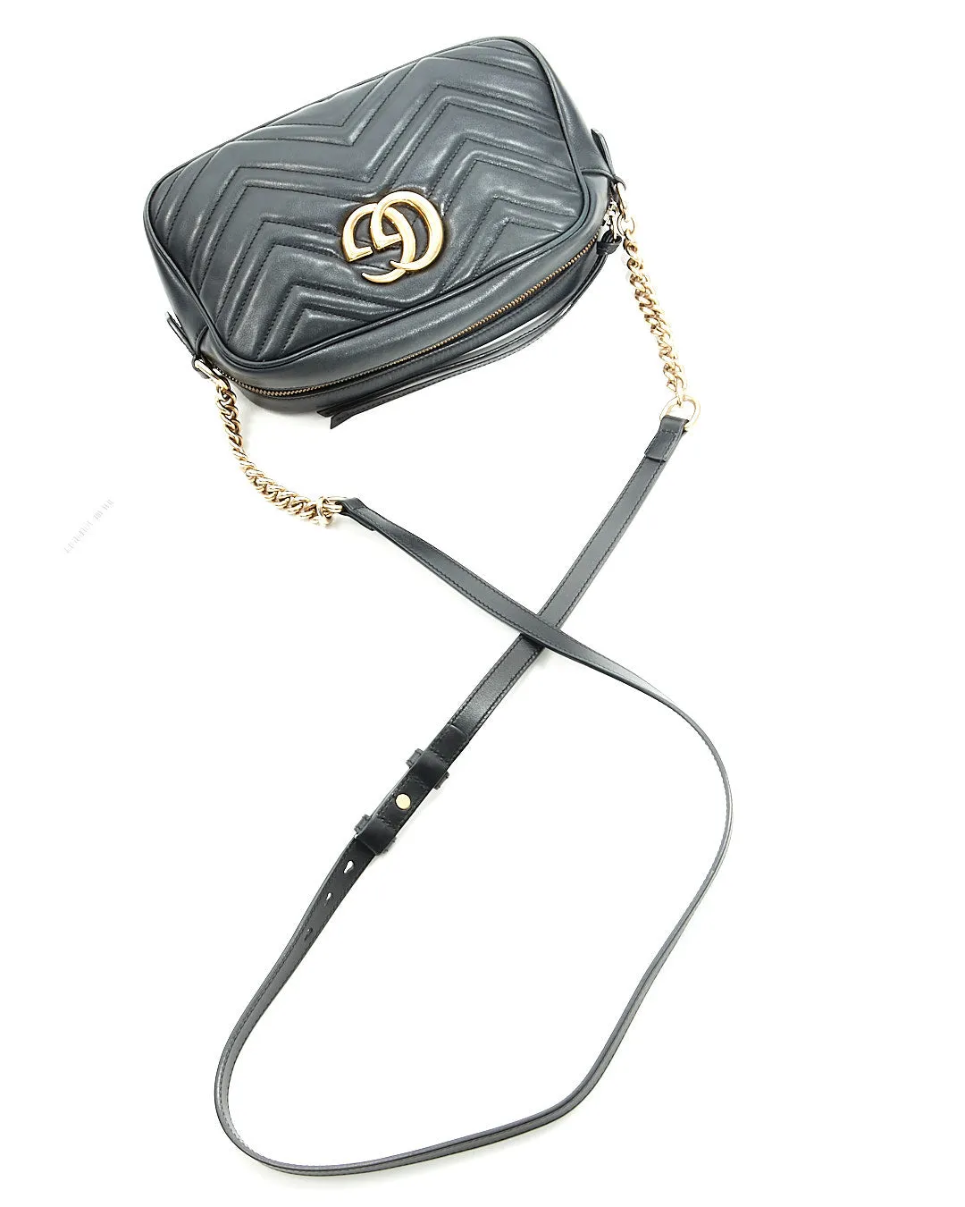 Gucci Black Matelasse GG Marmont Small Camera Bag