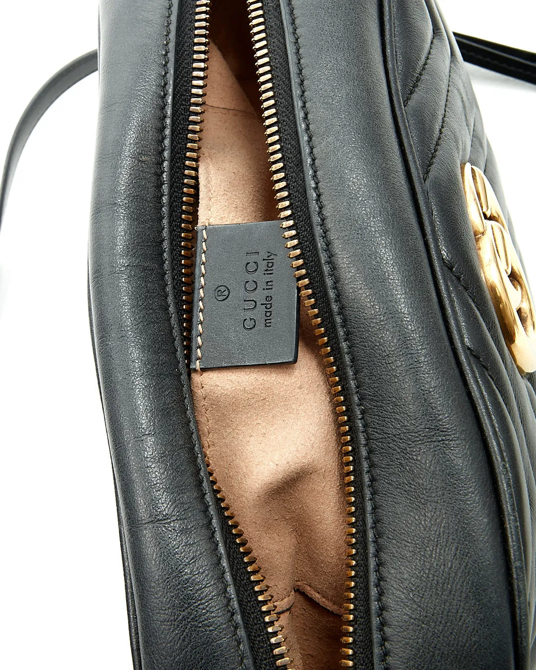 Gucci Black Matelasse GG Marmont Small Camera Bag