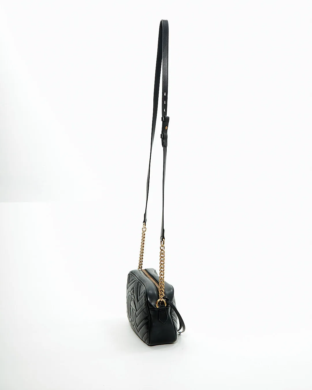 Gucci Black Matelasse GG Marmont Small Camera Bag