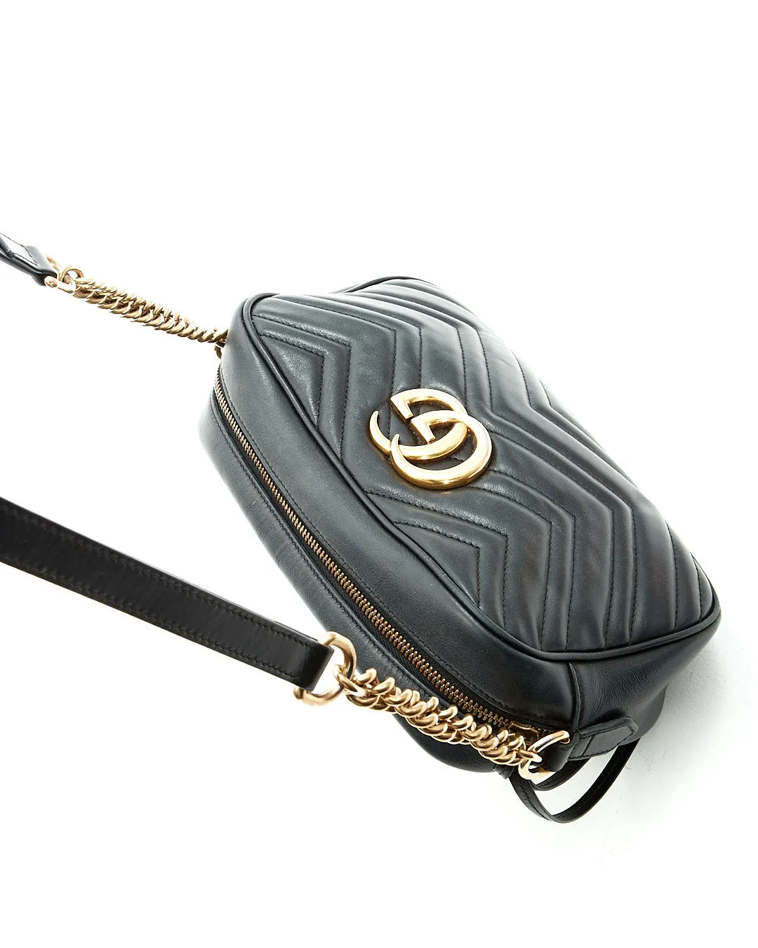 Gucci Black Matelasse GG Marmont Small Camera Bag