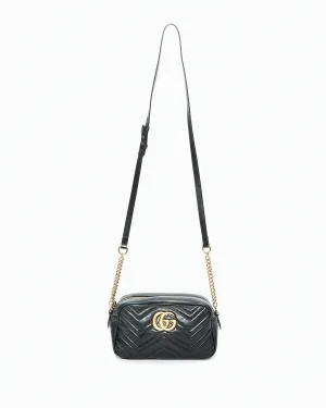 Gucci Black Matelasse GG Marmont Small Camera Bag