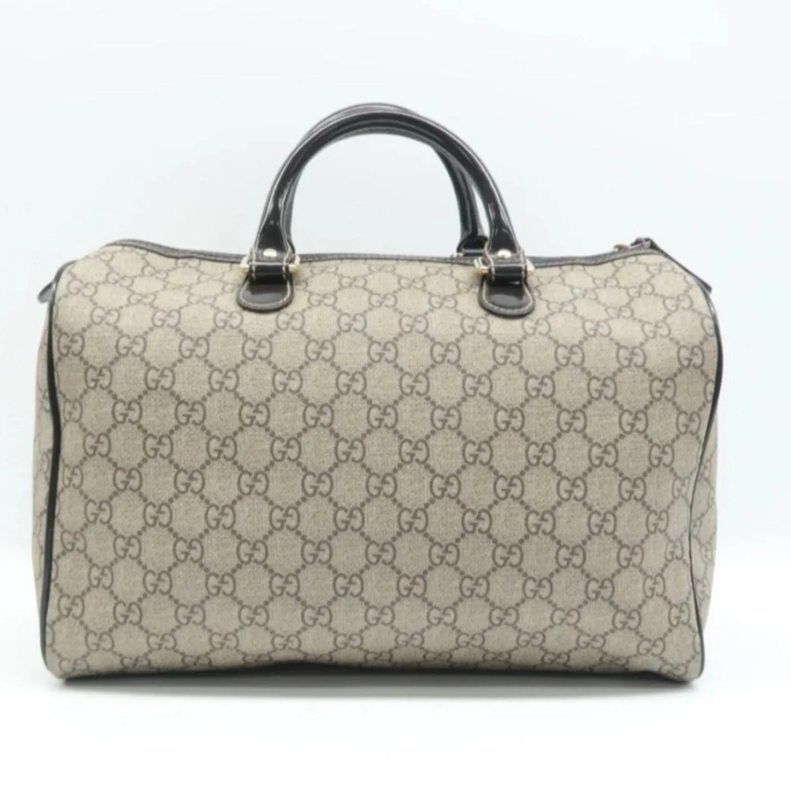 GUCCI Boston Brown Canvas Hand Bag