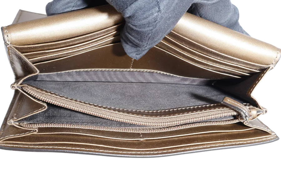 GUCCI BROWN GUCCISSIMA LOVELY LONG WALLET BRONZE GOLD HARDWARE WITH DUST COVER AND BOX