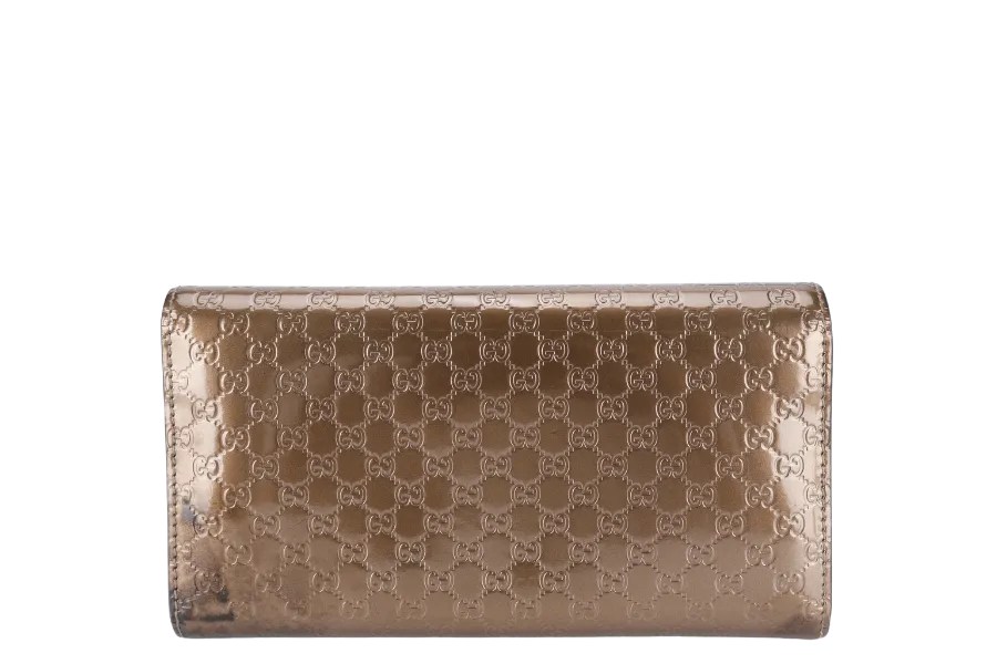 GUCCI BROWN GUCCISSIMA LOVELY LONG WALLET BRONZE GOLD HARDWARE WITH DUST COVER AND BOX