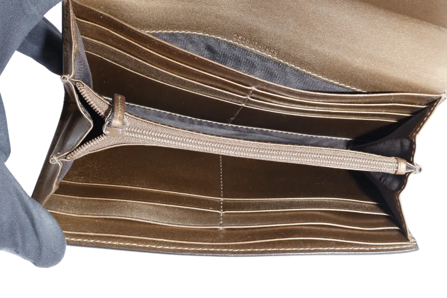 GUCCI BROWN GUCCISSIMA LOVELY LONG WALLET BRONZE GOLD HARDWARE WITH DUST COVER AND BOX