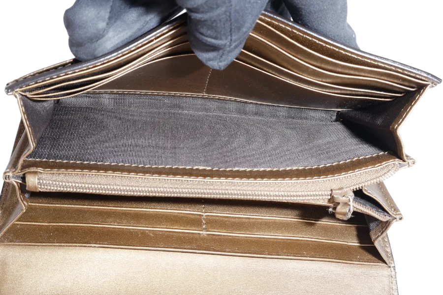 GUCCI BROWN GUCCISSIMA LOVELY LONG WALLET BRONZE GOLD HARDWARE WITH DUST COVER AND BOX