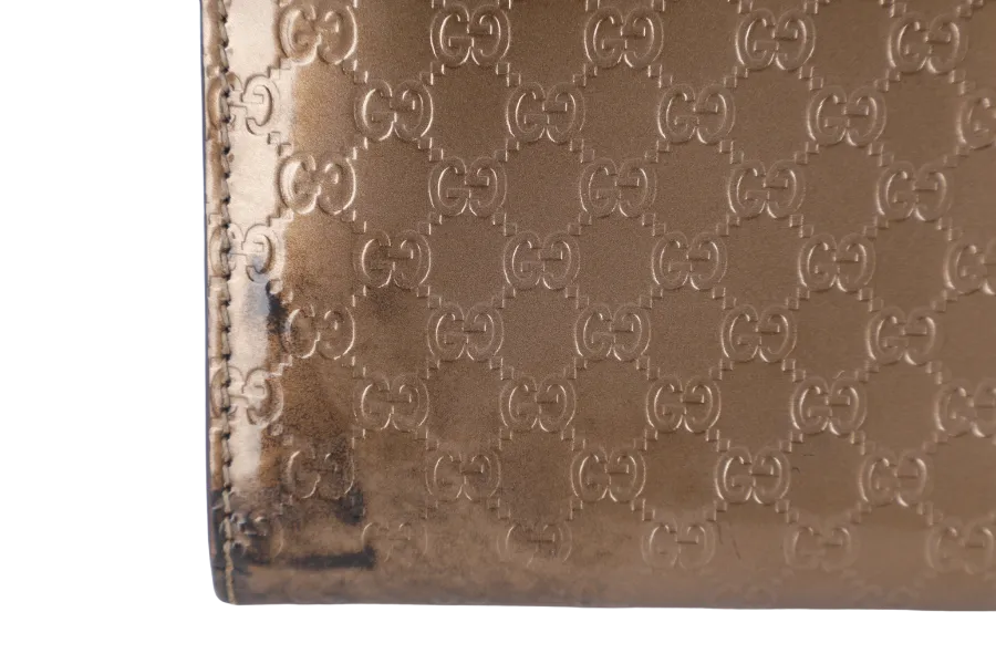 GUCCI BROWN GUCCISSIMA LOVELY LONG WALLET BRONZE GOLD HARDWARE WITH DUST COVER AND BOX