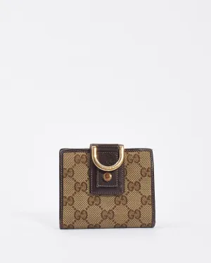 Gucci Brown Monogram GG Canvas D Ring Compact Wallet