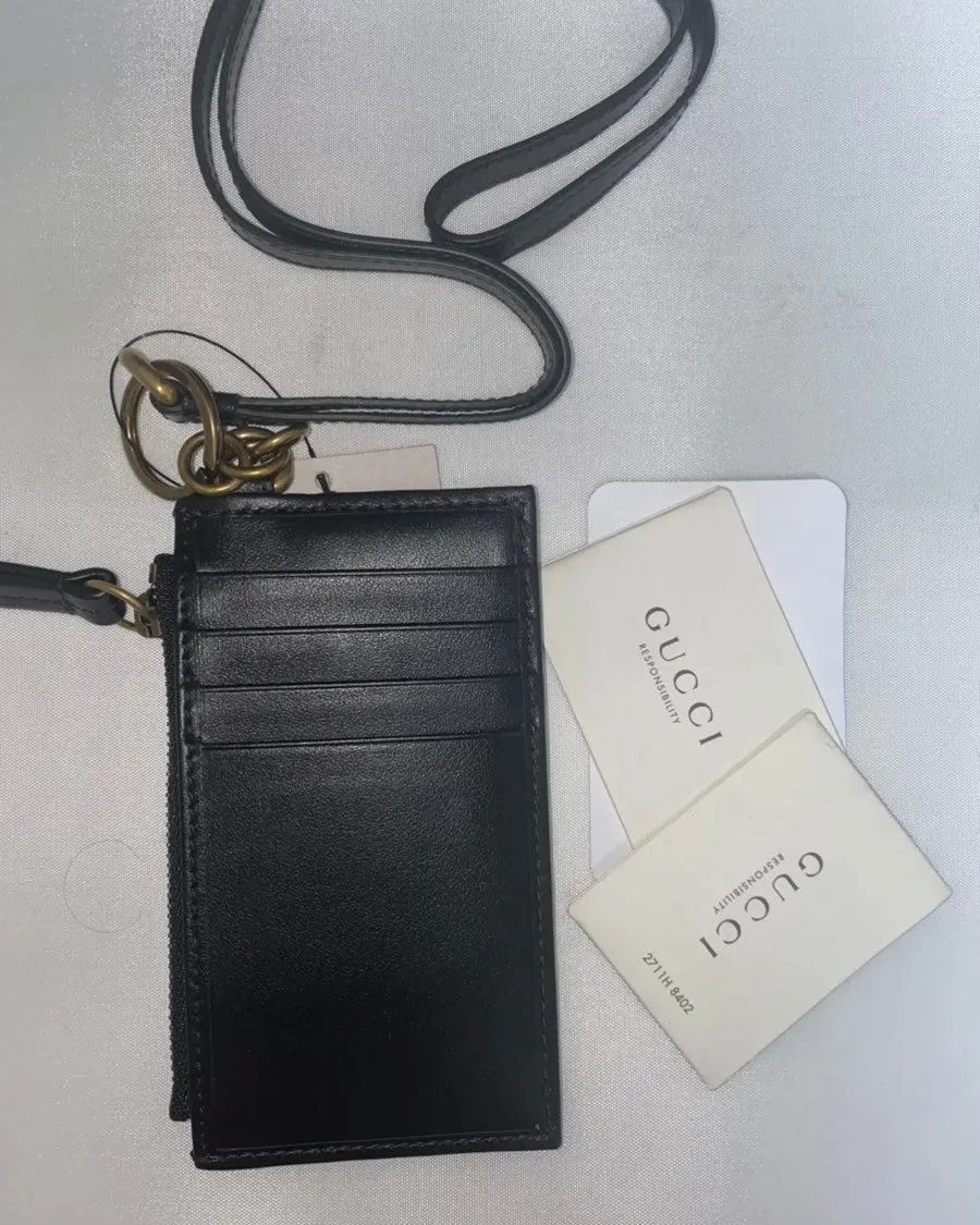 Gucci GG Marmont Quilted Leather Cardholder with Strap