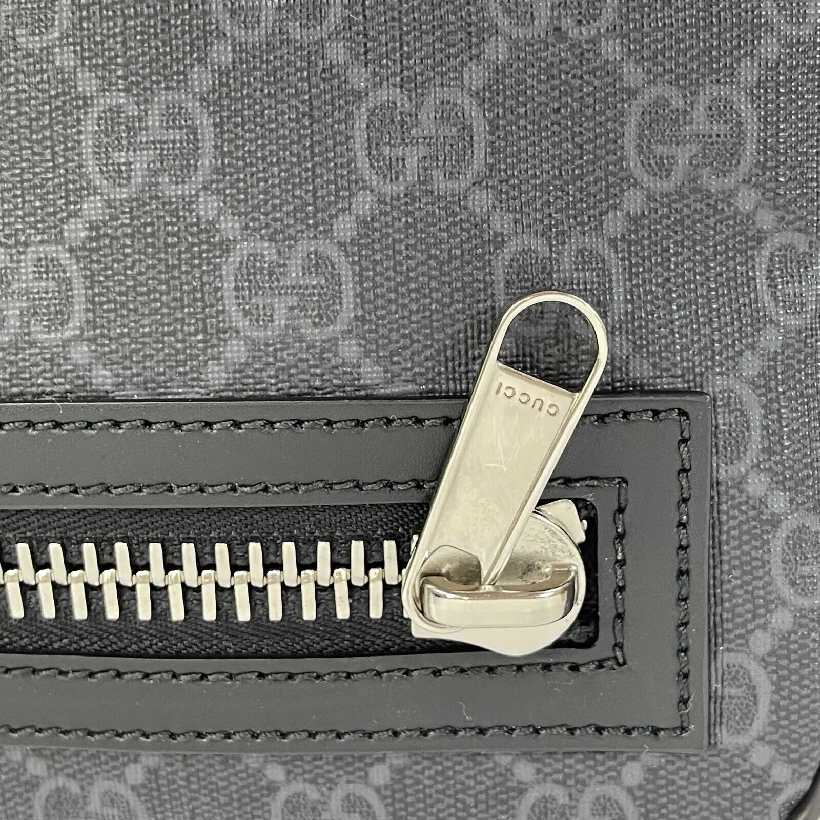 Gucci - GG Monogram Canvas / Leather Black Belt Bag / Fanny Pack - FULL KIT