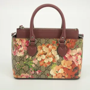Gucci Pink GG Blooms Supreme Canvas Top Handle Tote #1997