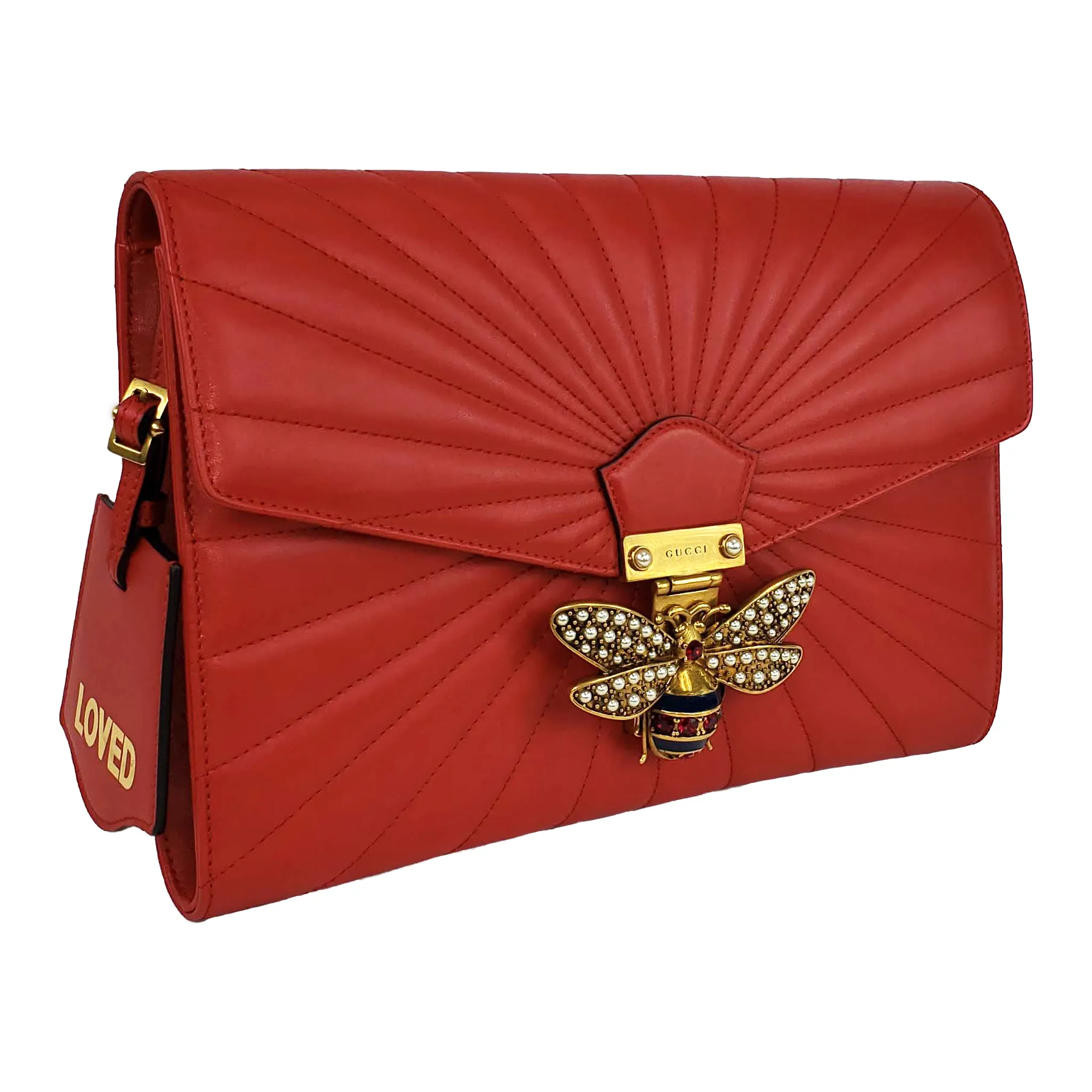 Gucci Queen Margaret Apollo Clutch Handbag in Hibiscus Red