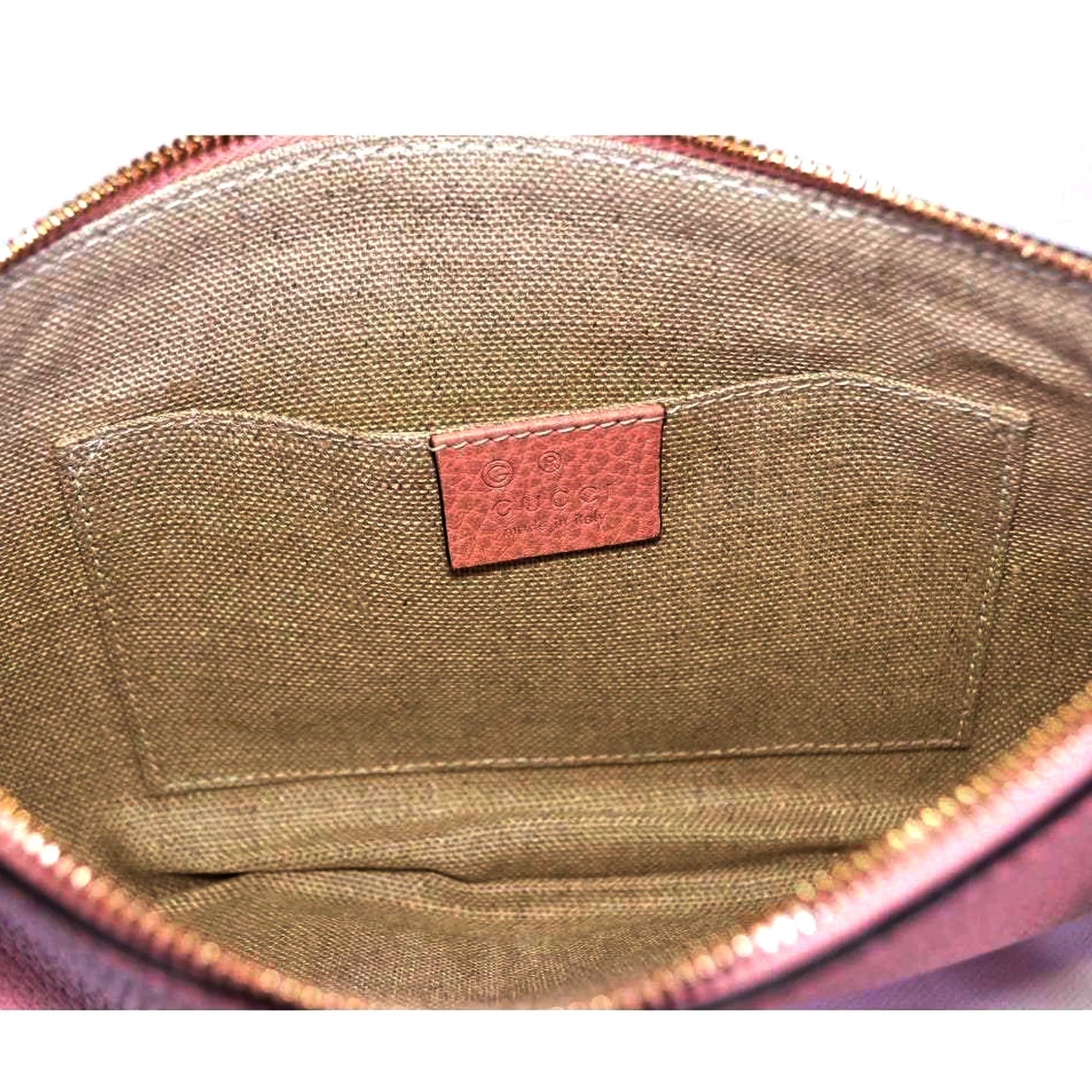 Gucci Zip Top Clutch Pouch with Bamboo Tassel Pull in Soft Pink