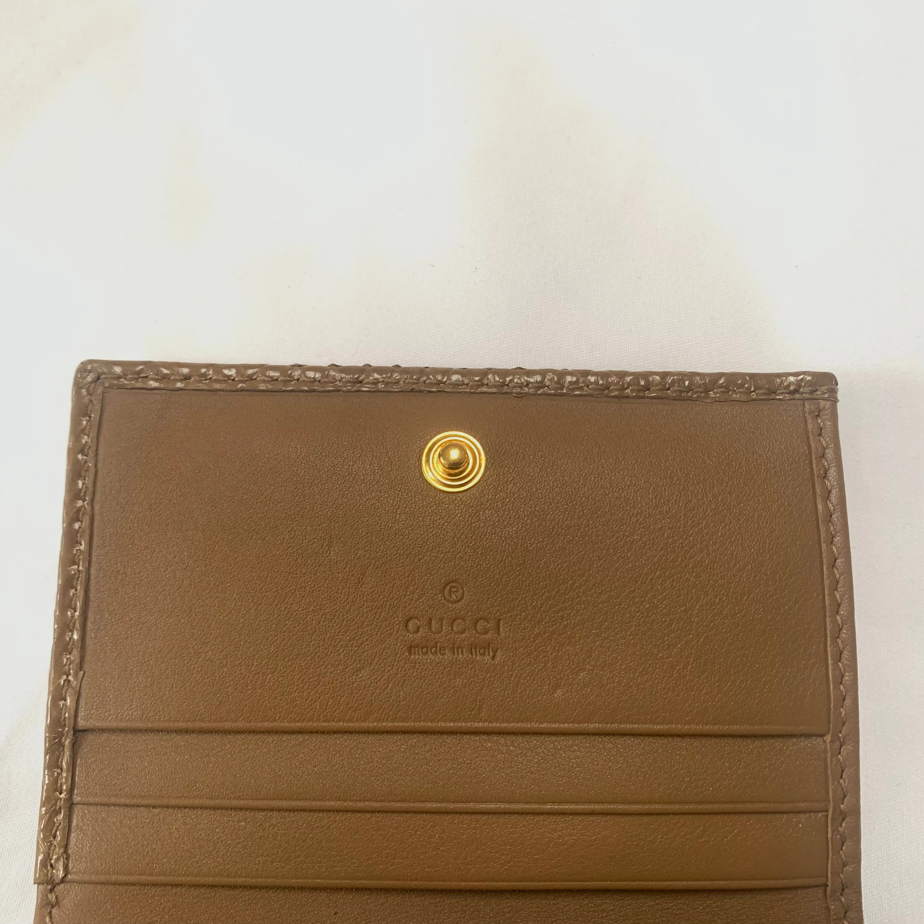 Gucci Zumi Horse-bit Snakeskin Card Case on a Chain in Brown