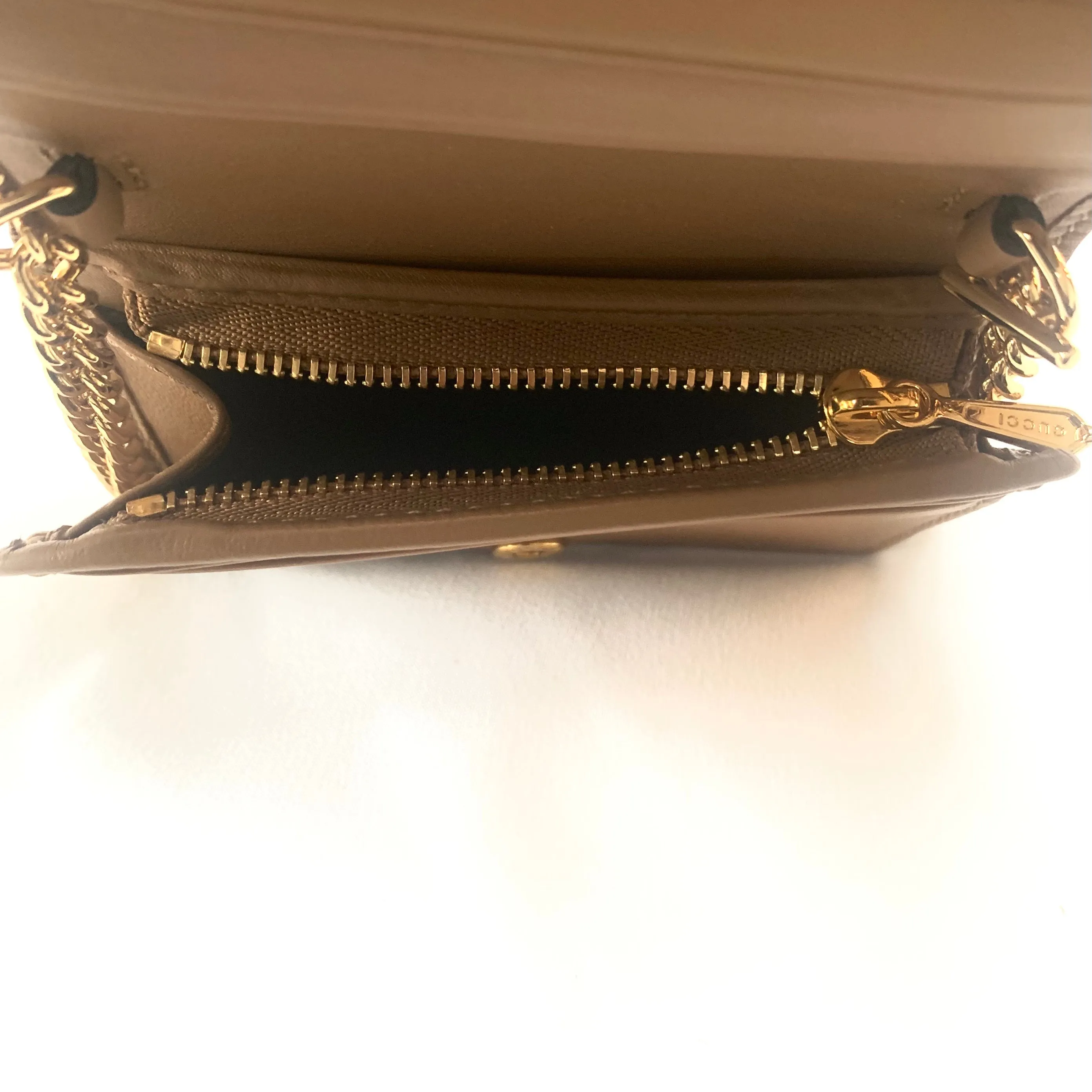 Gucci Zumi Horse-bit Snakeskin Card Case on a Chain in Brown