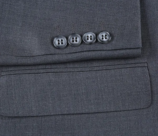 Half Canvas Wool Dress Suit Regular Fit 2 Piece in Gray