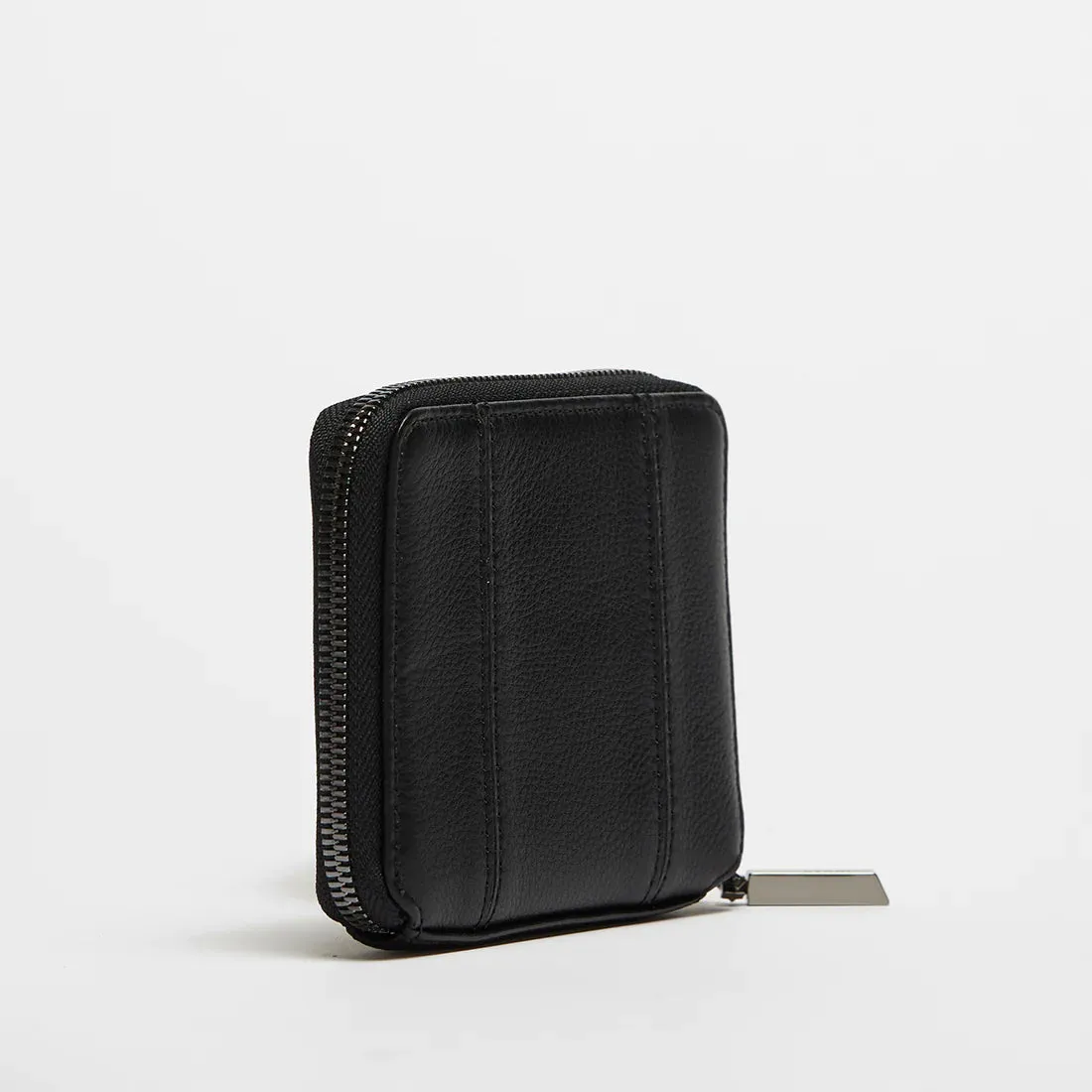 Hammitt 5 North Black Gun Metal Compact Leather Wallet