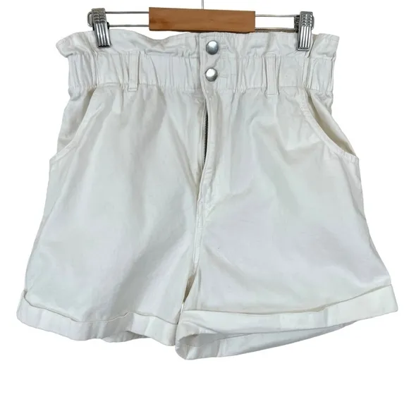 H&amp;M High Waist Paper Bag Mom Jean Shorts