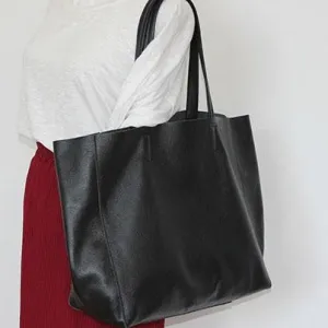 Handmade Vintage Leather Oversize Tote Bag Shoulder Bag Handbag For Women