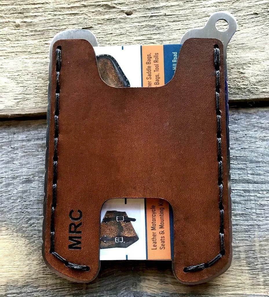 Hawk Two Minimalist Men's Women's Gel Tan Veg Tan Leather Stainless Steel Wallet