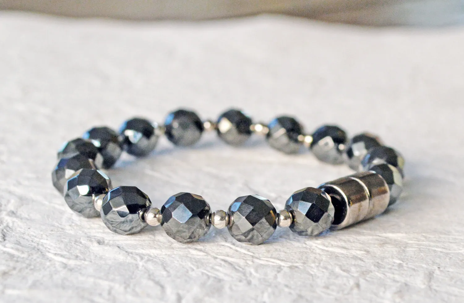 Hematite & Sterling Silver Magnetic Pain Bracelet