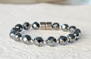 Hematite & Sterling Silver Magnetic Pain Bracelet