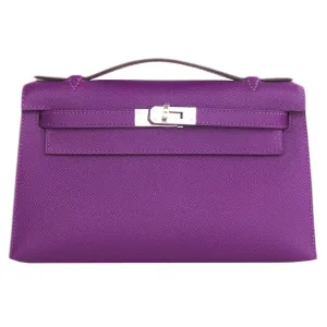 Hermes Anemone Palladium Kelly Pochette Epsom PHW Clutch Cut Bag Love