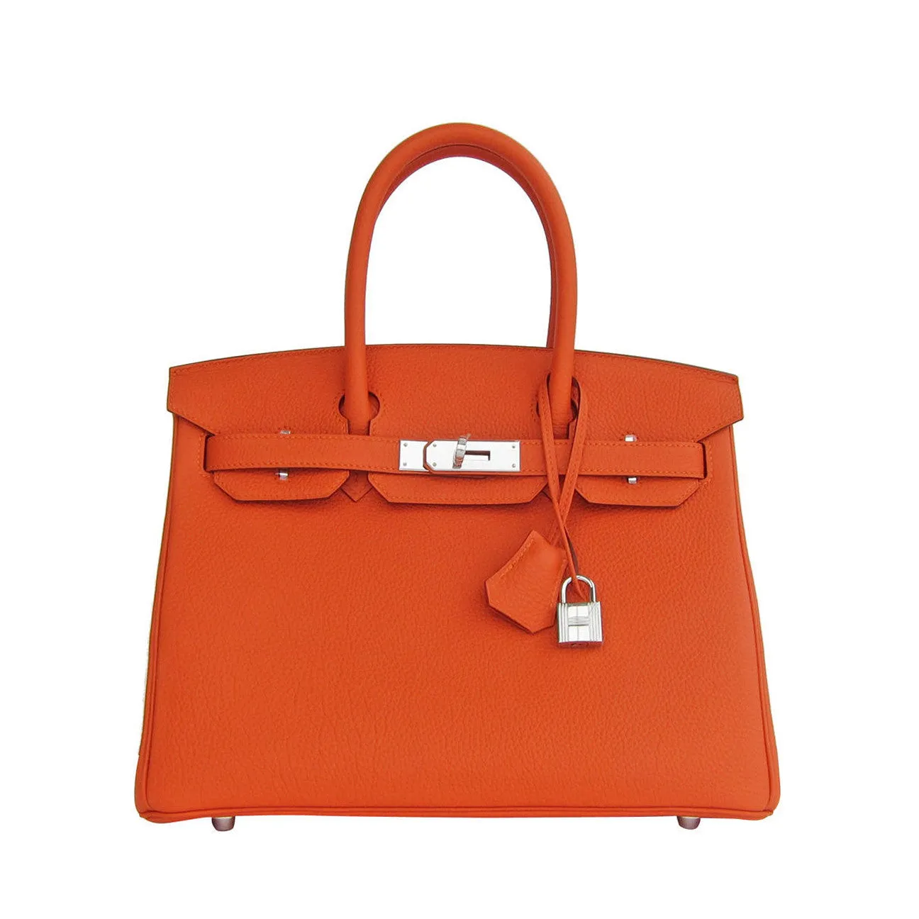 Hermes Feu "Fire Orange" 30cm Togo Birkin Palladium