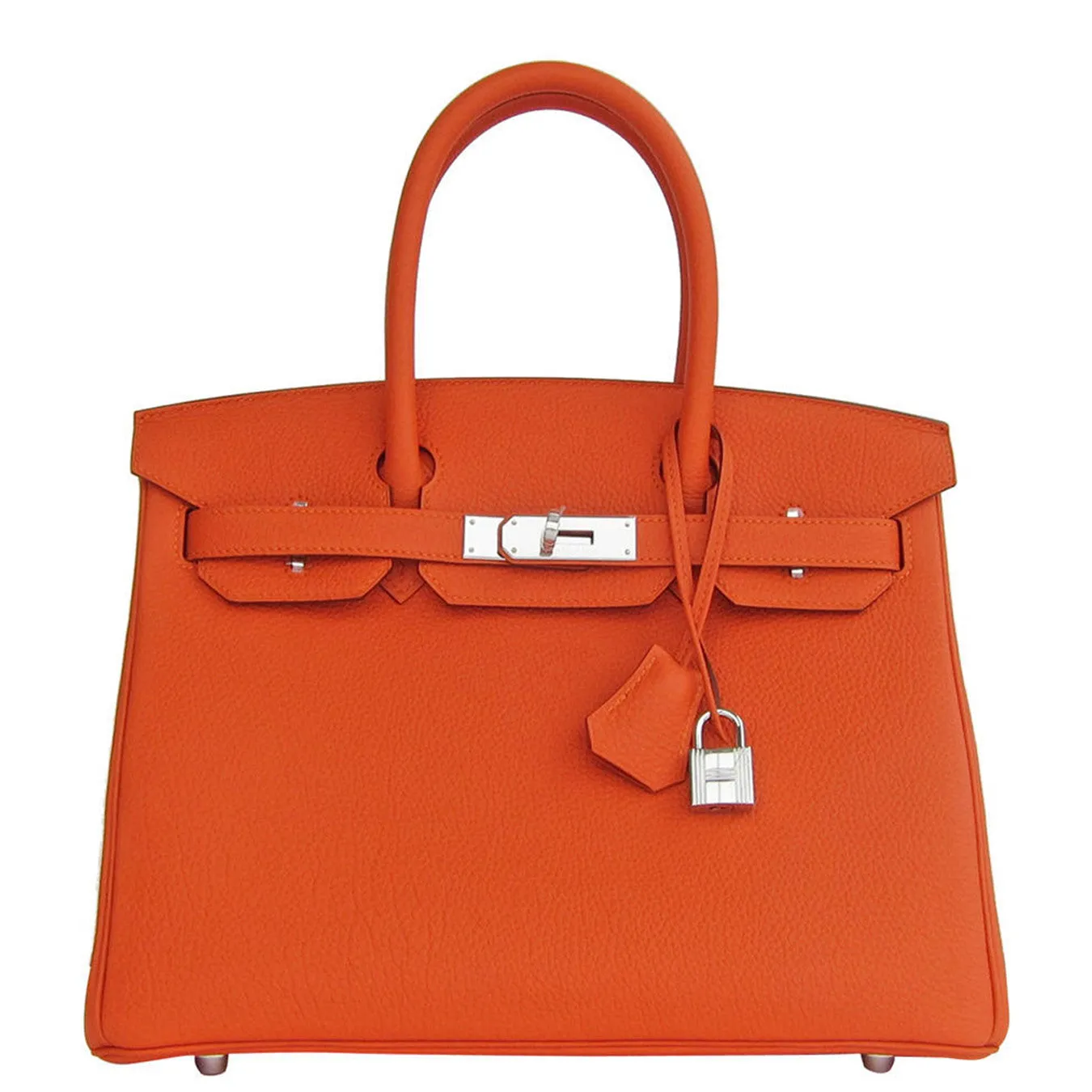 Hermes Feu "Fire Orange" 30cm Togo Birkin Palladium