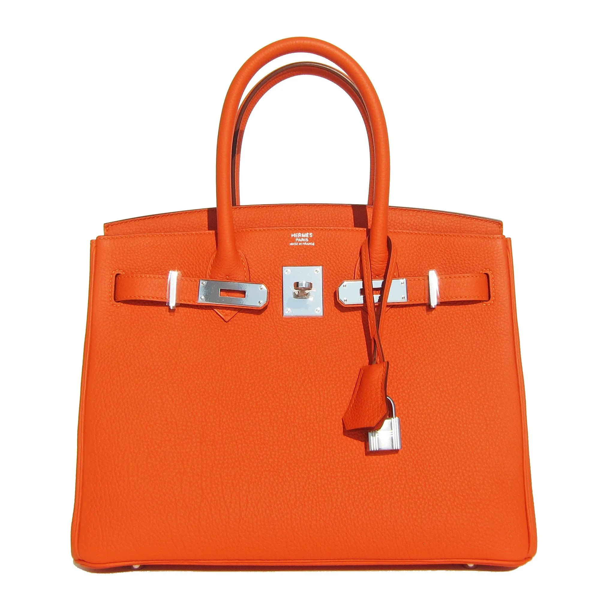 Hermes Feu "Fire Orange" 30cm Togo Birkin Palladium