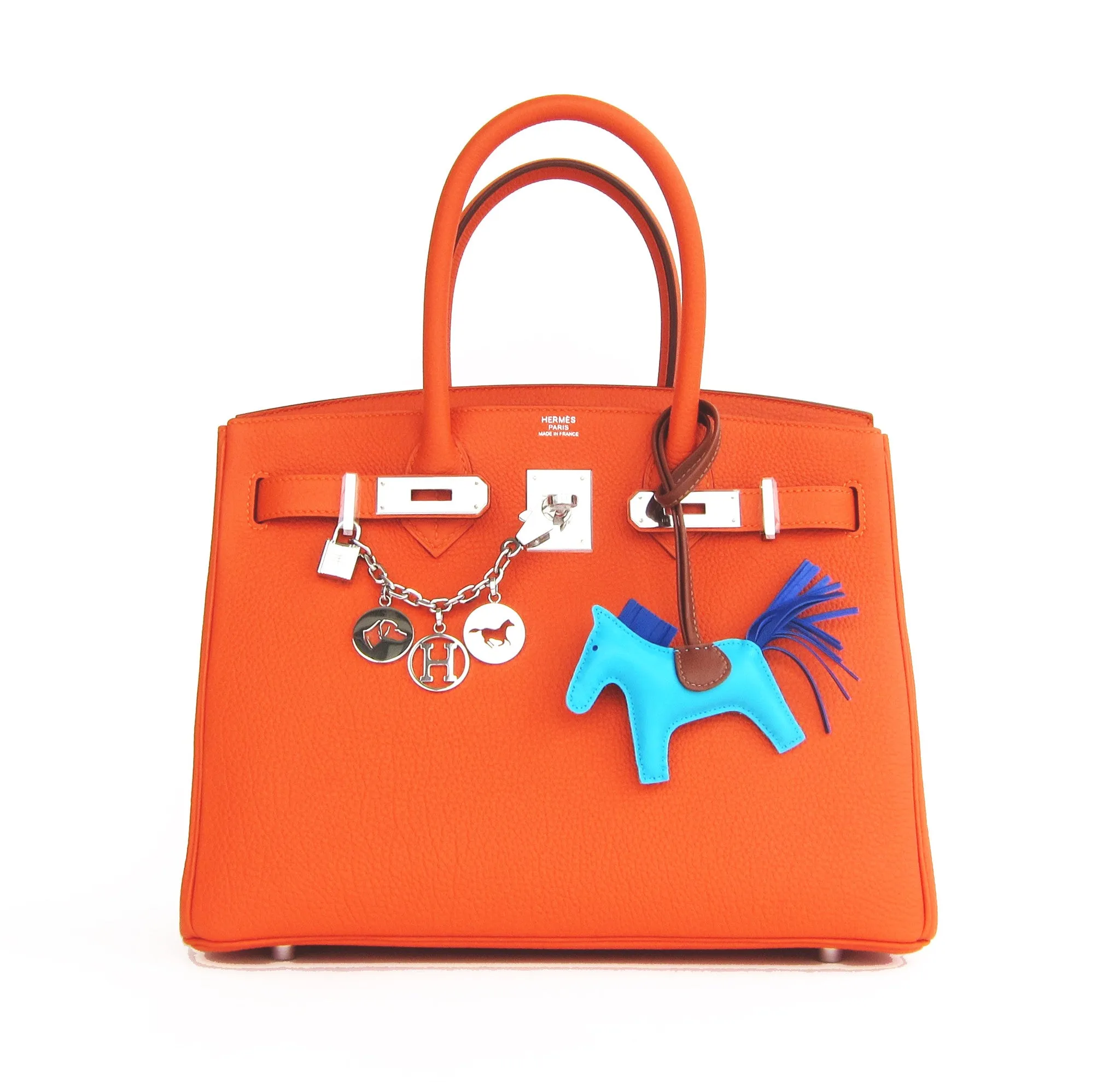 Hermes Feu "Fire Orange" 30cm Togo Birkin Palladium