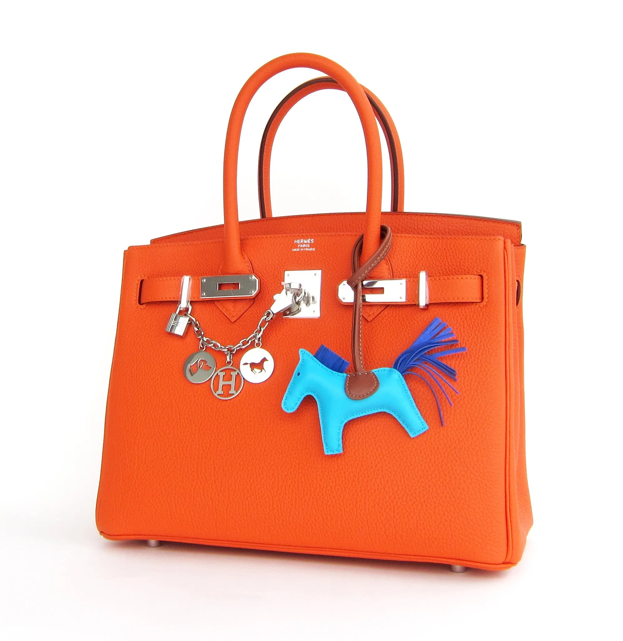 Hermes Feu "Fire Orange" 30cm Togo Birkin Palladium