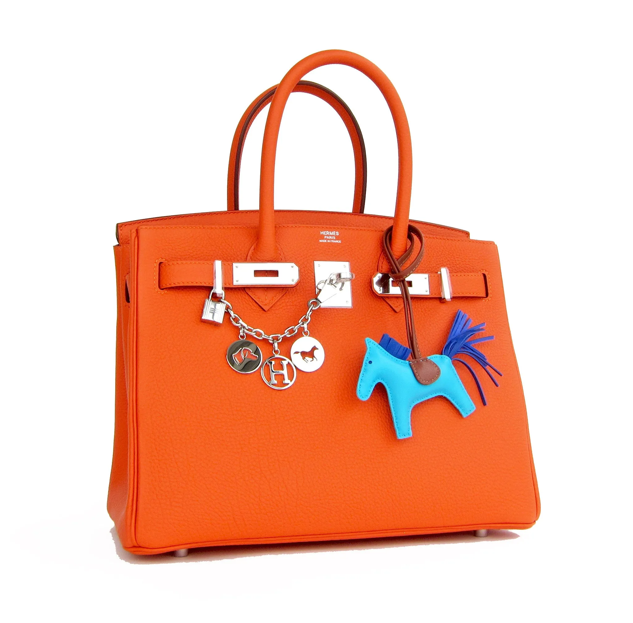 Hermes Feu "Fire Orange" 30cm Togo Birkin Palladium