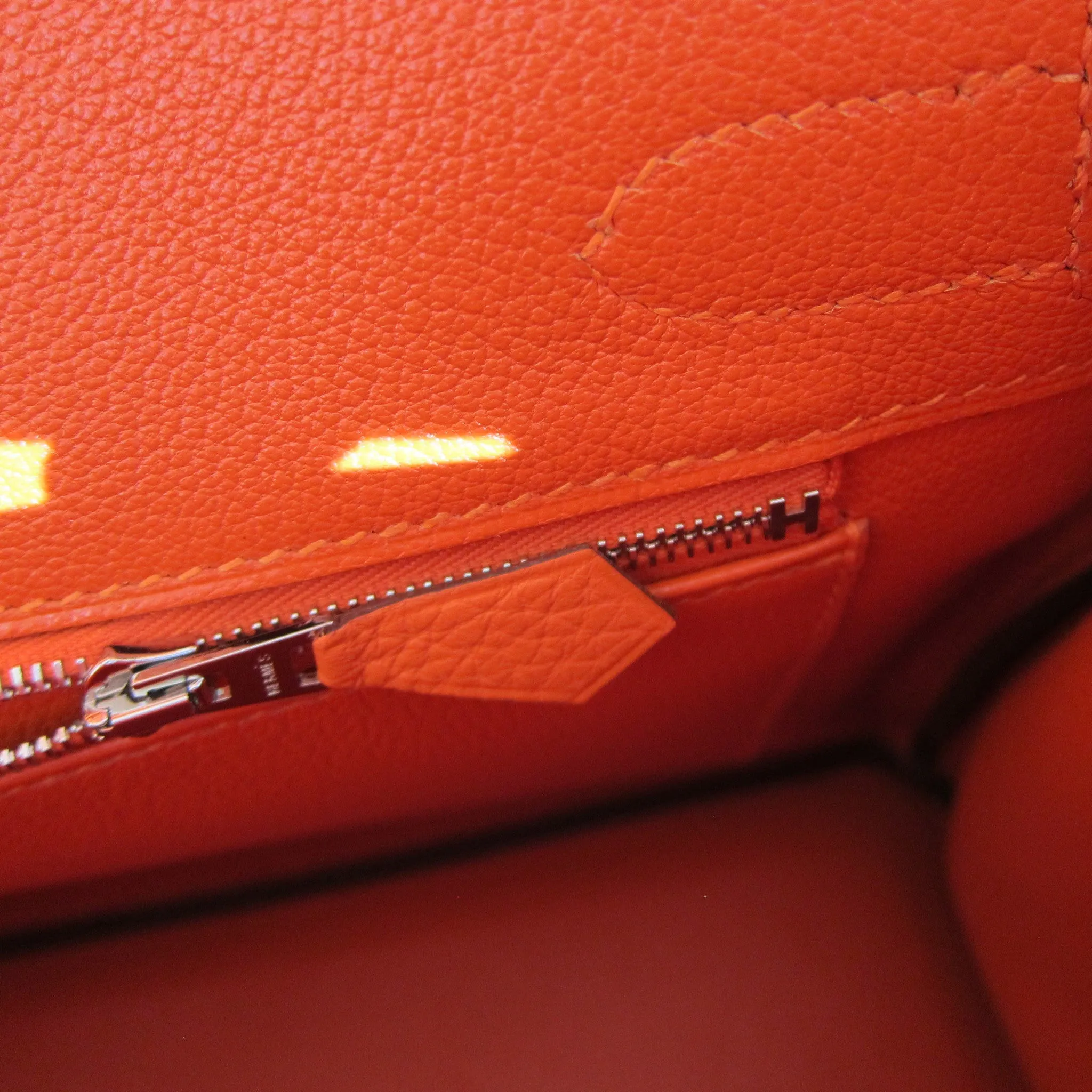 Hermes Feu "Fire Orange" 30cm Togo Birkin Palladium