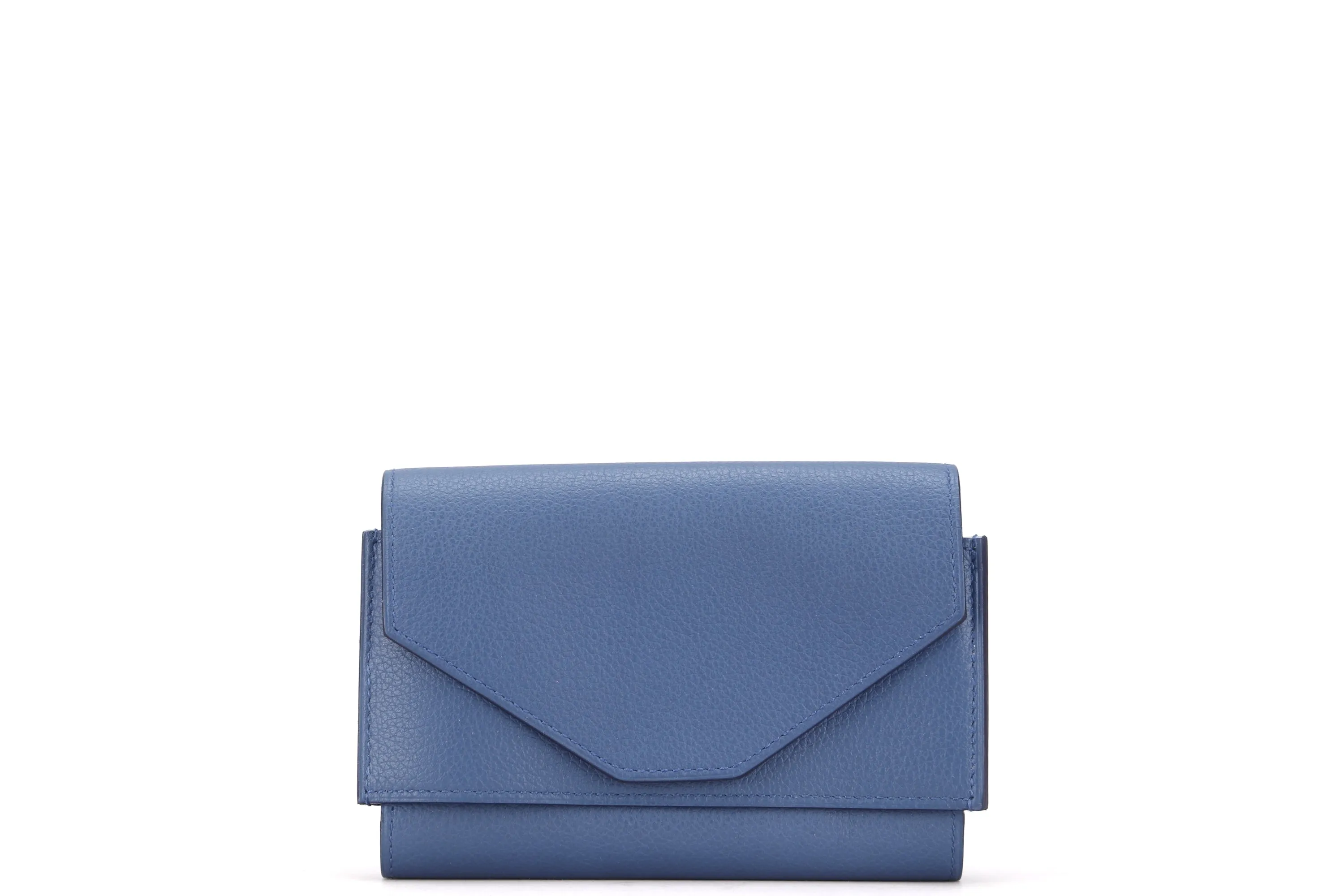 HERMES PASSAN COMPACT WALLET [STAMP X (2016)] BLUE AGATE, EVERCOLOR LEATHER, WITH BOX