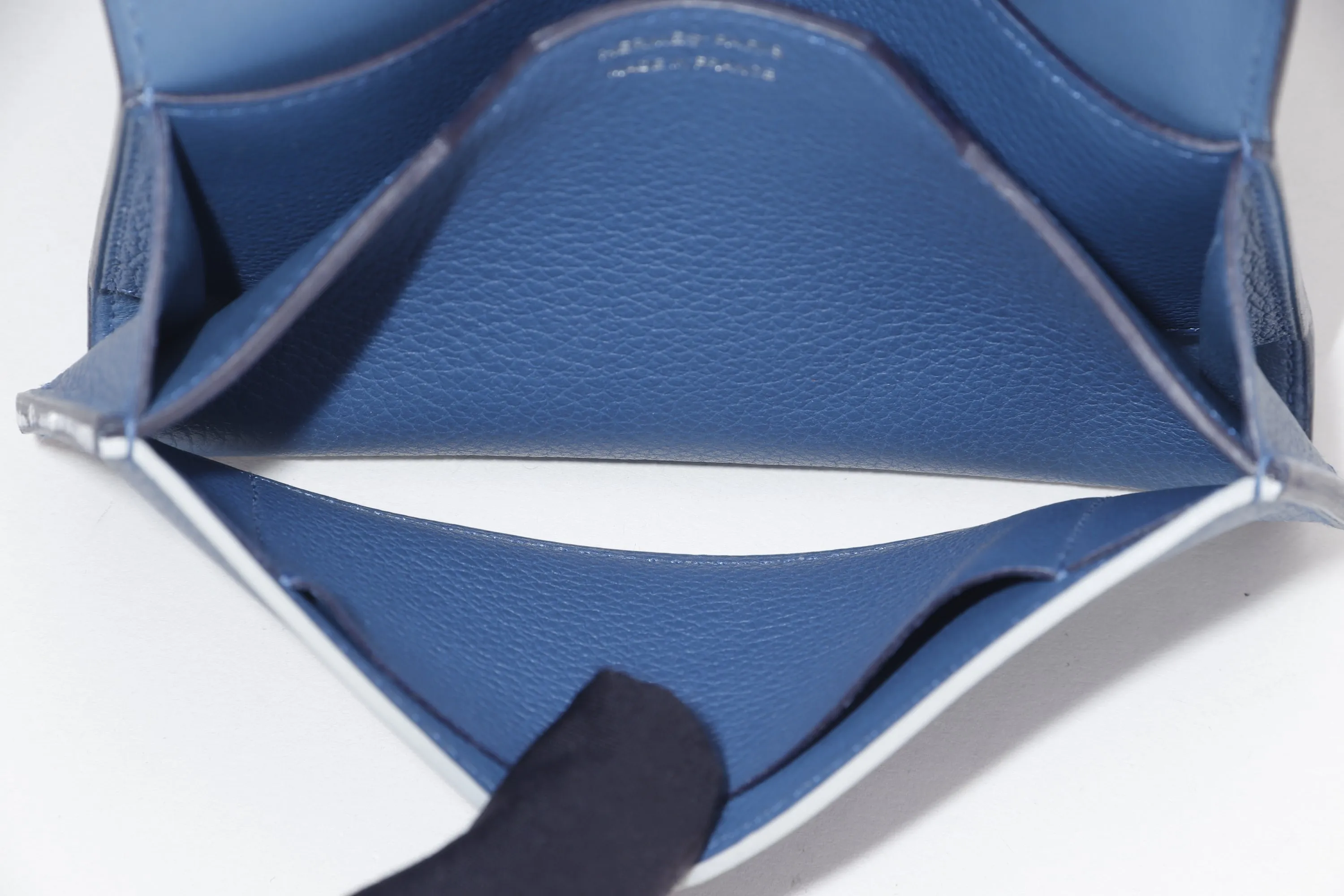 HERMES PASSAN COMPACT WALLET [STAMP X (2016)] BLUE AGATE, EVERCOLOR LEATHER, WITH BOX